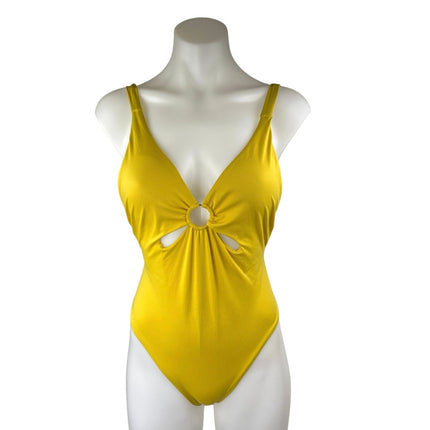 Zara Yellow Sleeveless Keyhole V-neck Backless Cami Beach One Piece Swimsuit S