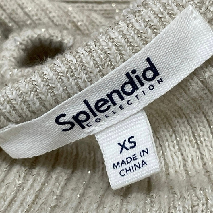 Splendid Xena Lurex Cream Women's Sleeveless Ribbed Knit Midi Sweater Dress Sz S
