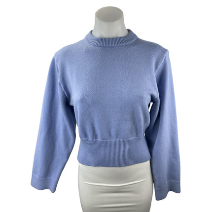 Zara Women's Blue Long Sleeve Crew Neck Crop Sweatshirt Sweater Top Size L