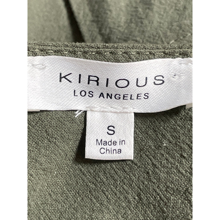 Kirious Women's Green High Rise Pleated Mini Flare A-Line Cargo Skort Skirt Sz S