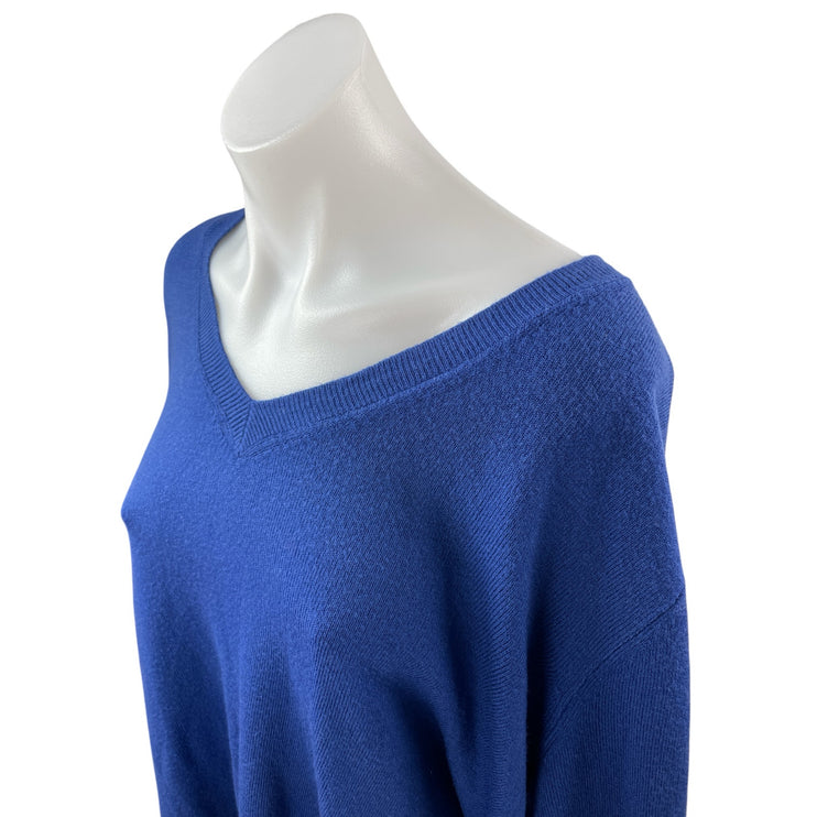 Croft & Barrow Women's Blue V Neck Long Sleeve Knit Pullover Sweater Top Size 3X