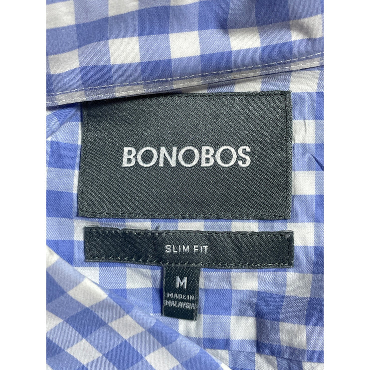 Bonobos Men's Blue Gingham Check Pocket Long Sleeve Button Down Shirt Top Size M