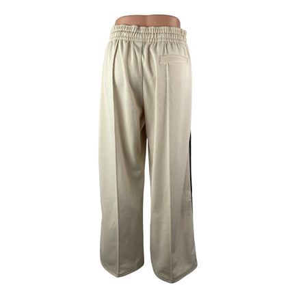 Jordan Womens Beige Black Wide Leg High Rise Workout Athletic Track Pants Size M