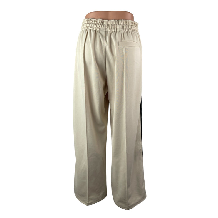 Jordan Womens Beige Black Wide Leg High Rise Workout Athletic Track Pants Size M