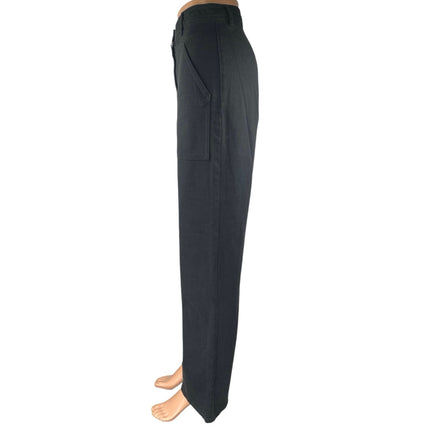 Aritzia Wilfred Women's Black High Rise Straight Wide Leg Trousers Pants Size 6