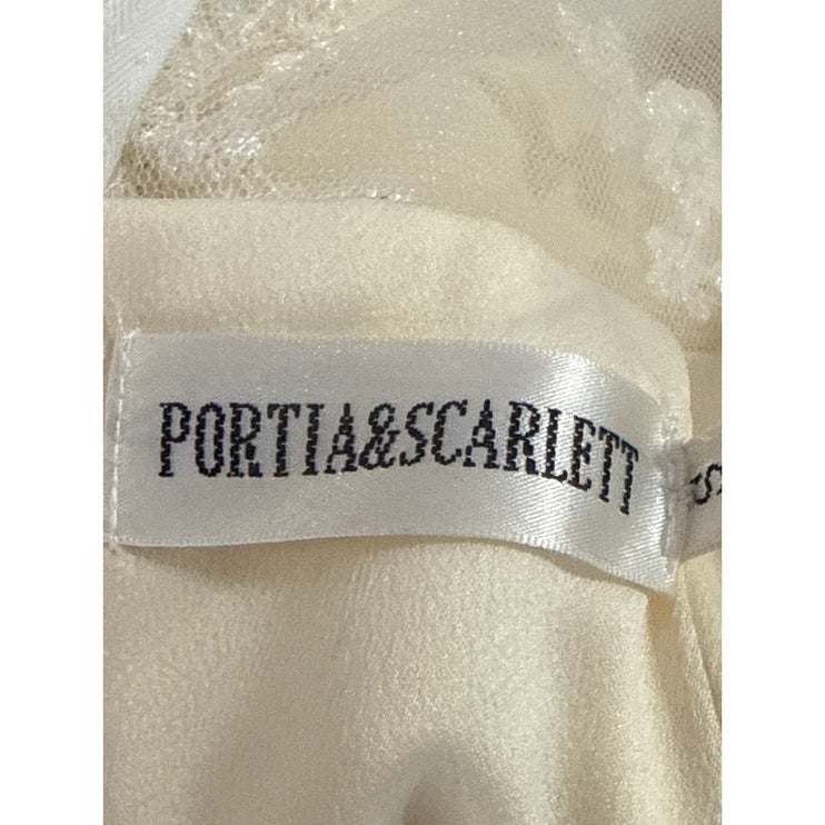 Portia & Scarlett Cream Beaded Embroidery Maxi Trumpet Mermaid Gown Dress Size S