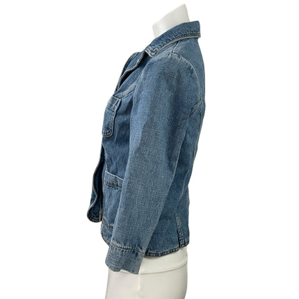 Mossimo Womens Blue Long Sleeve Collared Button Front Denim Coat Jacket Size S
