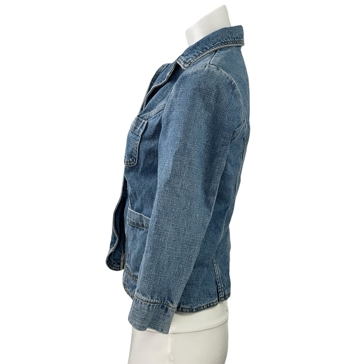 Mossimo Womens Blue Long Sleeve Collared Button Front Denim Coat Jacket Size S