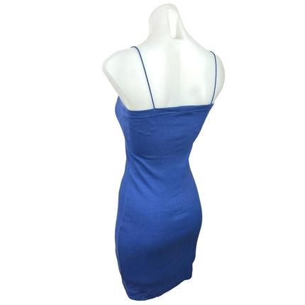 Zara Womens Blue Ribbed Square Neck Sleeveless Cami Tank Bodycon Midi Dress Sz M