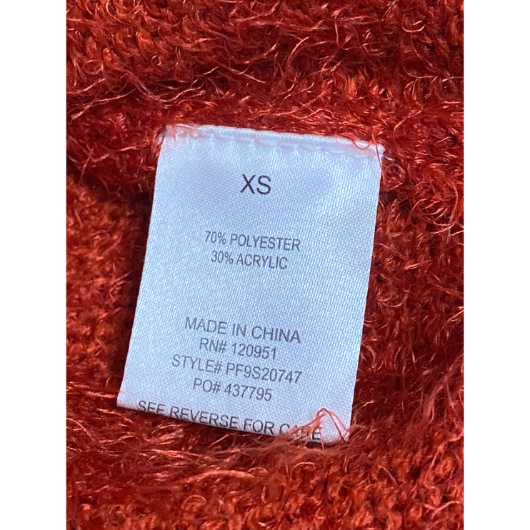 Pink Rose Women's Red Fuzzy Faux Fur Cowl Neck Long Sleeve Sweater Top Size XS