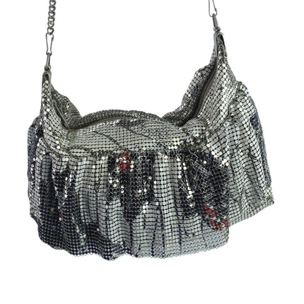 Women's Silver Metallic Mesh Chain Shoulder Evening Prom Purse Handbag OS