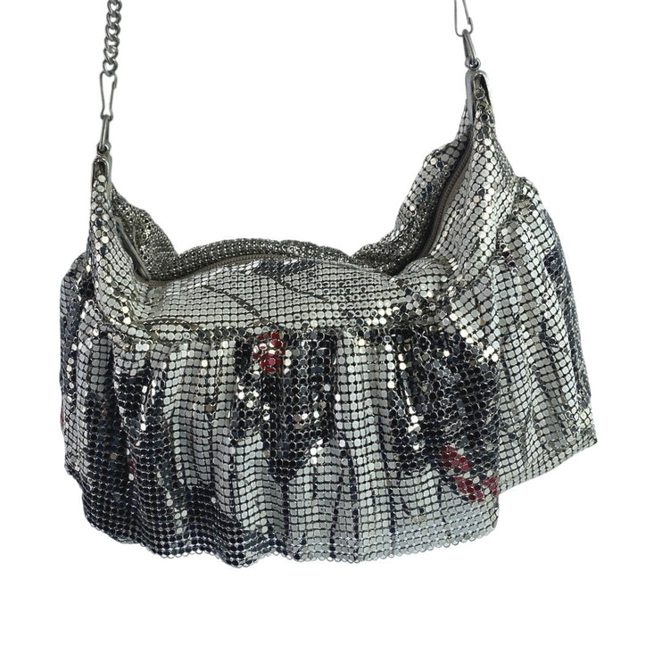 Women's Silver Metallic Mesh Chain Shoulder Evening Prom Purse Handbag OS