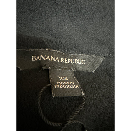 Banana Republic Women's Black Sleeveless High Neck Button Back Crop Tank Top XS