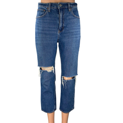 Abercrombie & Fitch Ankle Straight Ultra High Rise Distressed Denim Jeans Sz 26