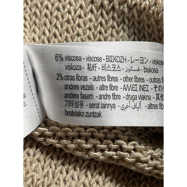 Zara Women's Beige Knit High Waisted Wide Leg Flare Trousers Lounge Pants Size S