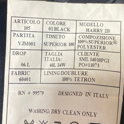 Paolo Giardini Harry Men's Black Long Sleeve Blazer Coat Suit Jacket Size 40L