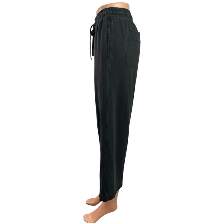 Vince Women's Black Drawstring High Rise Knit Cropped Wide Leg Pants Size XS