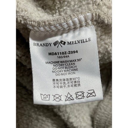 Brandy Melville Women's Beige Fleece Full Zip Hoodie Hooded Sweater Jacket Sz S