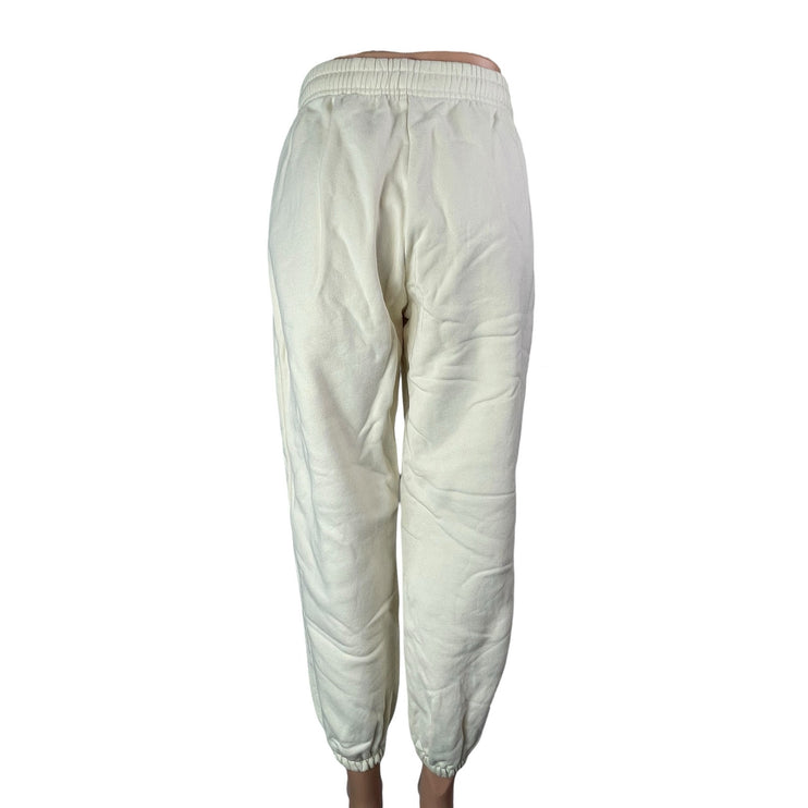 Reformation White Fleece High Waist Tapered Leg Trousers Joggers Sweat Pants XS