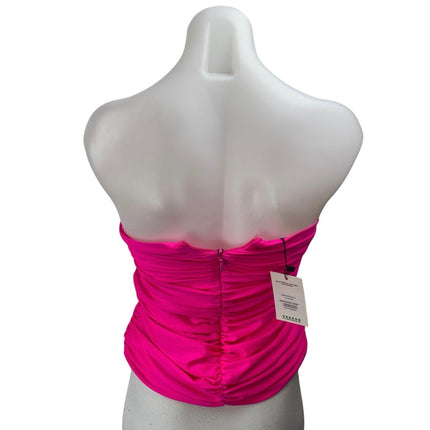NEW Mistress Rocks Pink Sleeveless Strapless Ruched Bandeau Tube Crop Top Size S