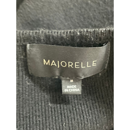 Majorelle Hailey Black Tie Front Cutout Ribbed Knit Long Sleeve Sweater Top Sz M