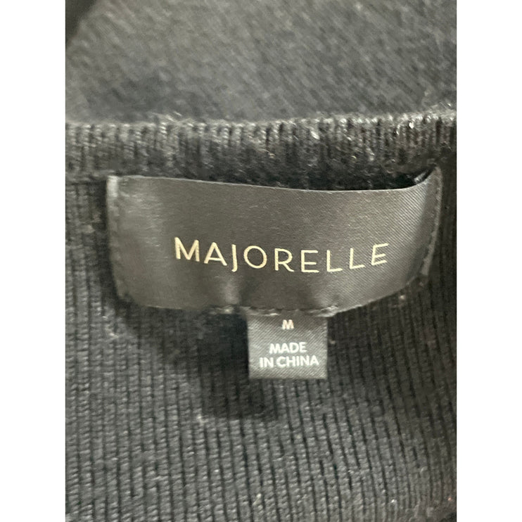 Majorelle Hailey Black Tie Front Cutout Ribbed Knit Long Sleeve Sweater Top Sz M