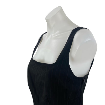 Samsoe Womens Black Pinstripe Square Neck Sleeveless Crop Cami Blouse Tank Top M