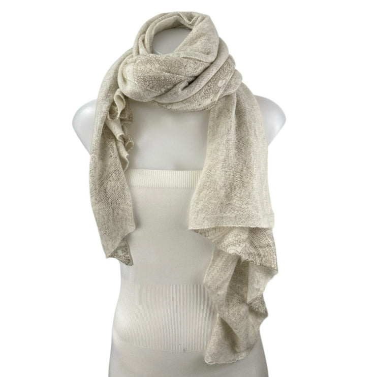 AiurtRuutti Women's Beige Cream 100% Cashmere Paisley Wrap Neck Scarf OS