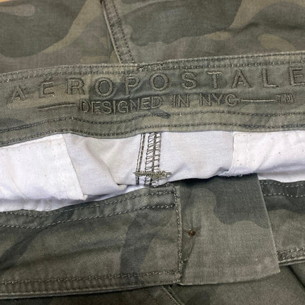 Aeropostale Men's Green Camo Camouflage Straight Outdoor Cargo Shorts Size 34
