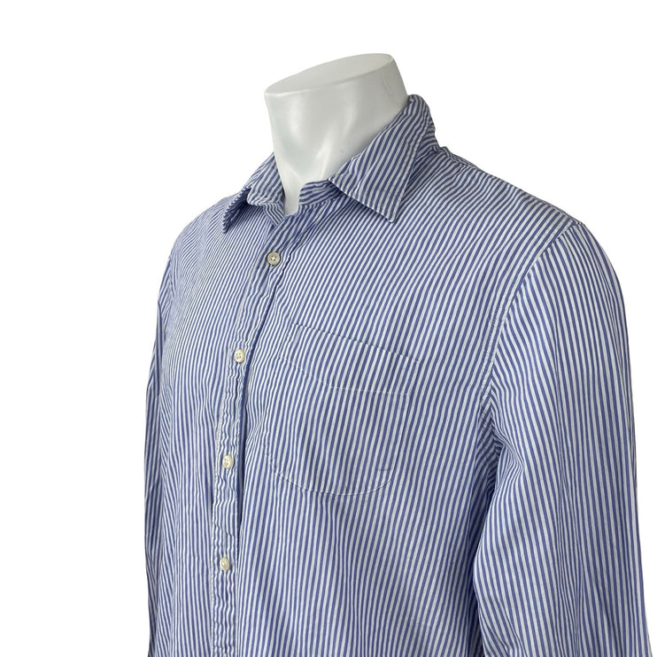J.Crew Secret Wash Men's Blue Striped Classic Long Sleeve Button Down Shirt L
