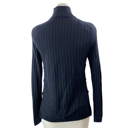 Zara Womens Navy Blue Long Sleeves Ribbed Knit Turtleneck Pullover Sweater Top S