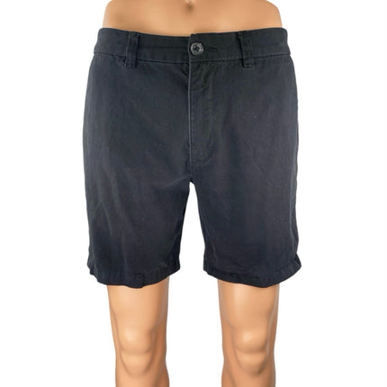 New Look Men's Black High Waisted Slim Leg Casual Khaki Chino Shorts Size 32