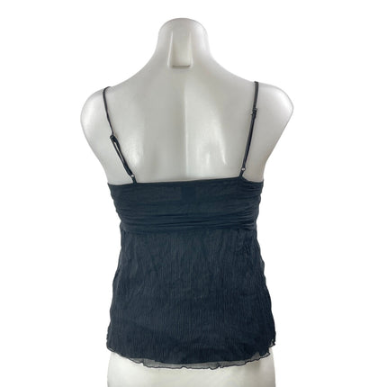 Gap Women's Black Silk Sleeveless Cami Square Neck Ruched Tank Blouse Top Size 6