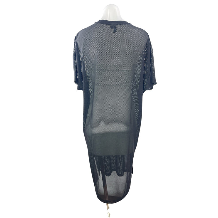 Asos Women's Black Sheer Mesh See Through Tunic Midi Cover Up T-Shirt Dress Sz S