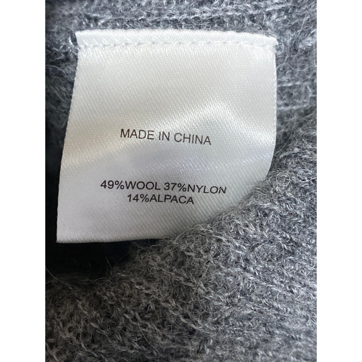 Quince Women's Gray Wool Knit Mock Neck Long Balloon Sleeve Sweater Top Size S