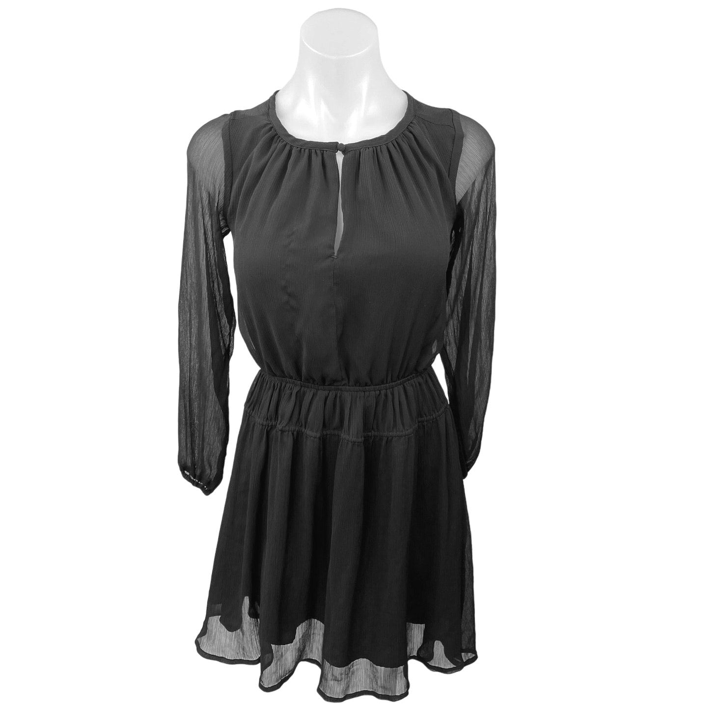 Banana Republic Black Chiffon Elastic Waist Mini Fit & Flare A-Line Dr Brie Banana Republic Black Chiffon Elastic Waist Mini Fit & Flare A-Line Dr Brie