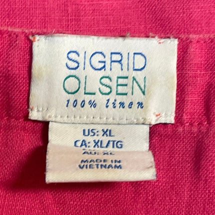 Sigrid Olsen 100% Linen Color Block Sleeveless V Neck Mini Tank Shift Dress XL