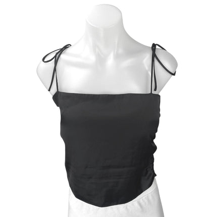 Urban Outfitters Black Sleeveless Tie Strap Smocked Cami Tank Crop Top Size M
