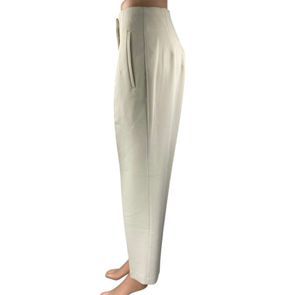 Zara Women's Beige Khaki Chino Pleated High Rise Trousers Dress Pants Size M