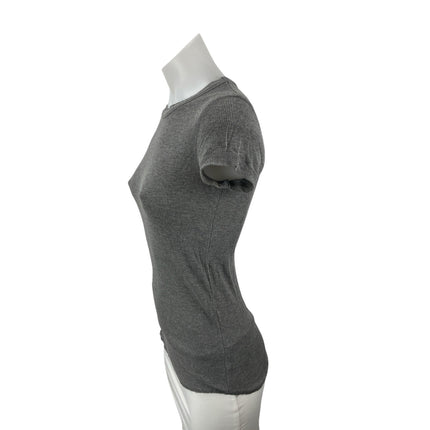 Zara Gray Ribbed Crew Neck Short Sleeve SlimTunic  Baby Tee Basic T-Shirt Top S