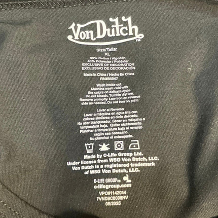 NEW Von Dutch Women's Black Logo Long Sleeve Sweatshirt T Shirt Mini Dress XL