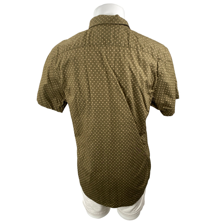 Banana Republic Stretch Soft Wash Mens Olive Green Slim Button Up Shirt Top Sz L