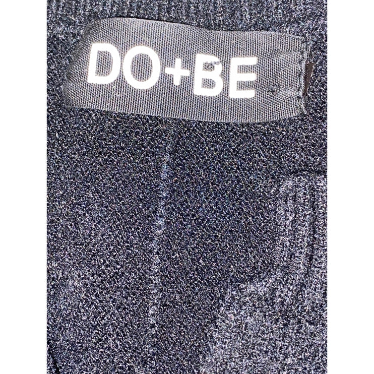 DO+BE Women's Black Lace Up Knit Long Sleeve Y2k Crewneck Sweater Top Size M