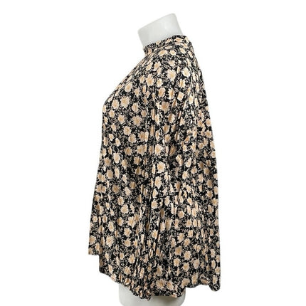 Who What Wear Gardenia Garden Floral Ruffle Mock Neck Long Sleeve Blouse Top 3X