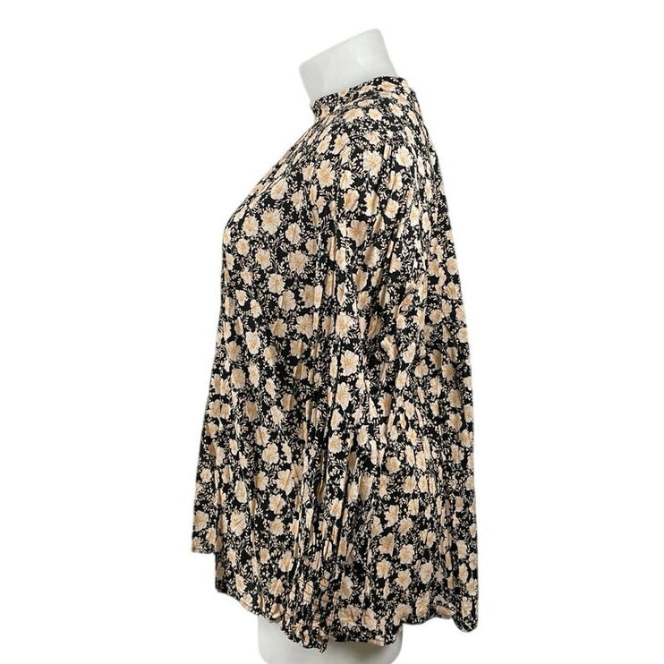 Who What Wear Gardenia Garden Floral Ruffle Mock Neck Long Sleeve Blouse Top 3X