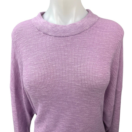 Free People Women's Purple Knitted Crew Neck Long Sleeve Pullover Sweater Top M