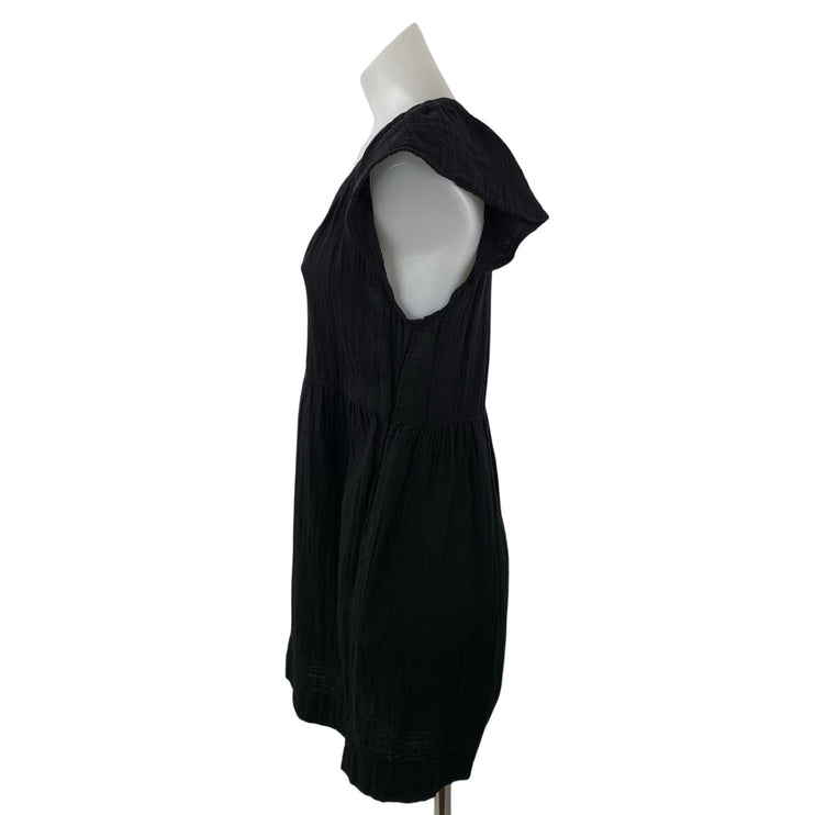 Old Navy Women's Black V Neck Short Flutter Sleeve Mini Babydoll A-Line Dress S