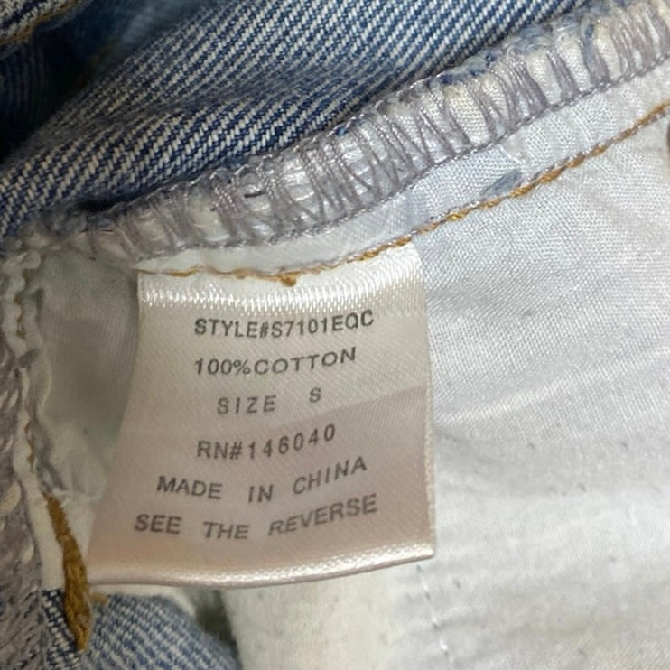 Caffeine Blue Distressed Frayed High Waisted Mini Denim Jeans A-Line Skirt Sz S