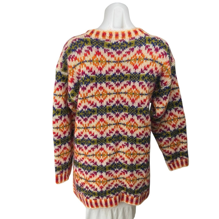 Vintage Jones New York Multicolor Mohair Fair Isle Oversized Tunic Sweater Top S