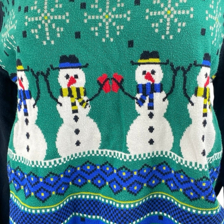 Mossimo Supply Co Women's Black Snowman Christmas Sweatshirt Sweater Top Size M